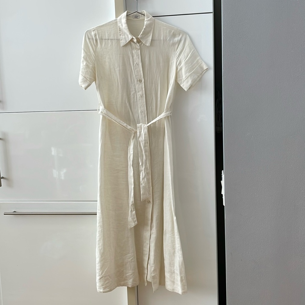 Aritzia Wilfred linen shirt maxi dress